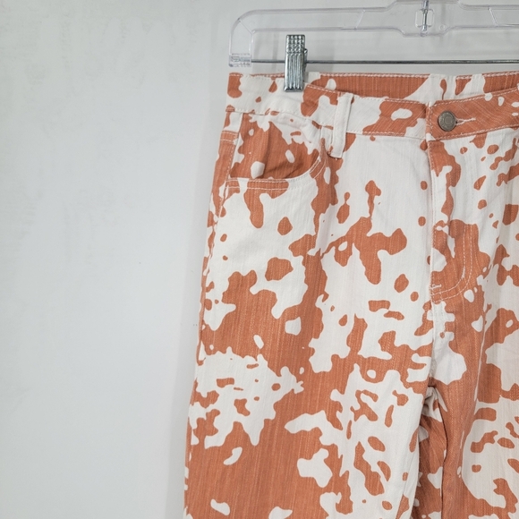 Wisteria Lane Floral Cow Print Bell Bottom Flare Pants Size Large White Boho - Picture 5 of 13